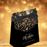 Birthday Party black glitter gold monogram Favor Box<br><div class="desc">Elegant,  classic,  glamorous and girly for a 21st (or any age) birthday party favors.  A black background,  decorated with golden glitter.  Personalize and add a name,  monogram initials and age 21.</div>