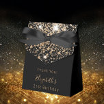 Birthday Party black glitter gold thank you  Favor Box<br><div class="desc">Elegant,  classic,  glamourous and girly for a 21st (or any age) birthday party favours.  A black background,  decorated with golden glitter.  Personalize and add a name and age 21.</div>