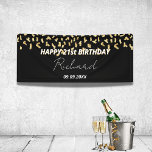 Birthday party black gold confetti banner<br><div class="desc">Black background decorated with faux gold confetti.  Text: Happy 21st (or any age) Birthday.  Personalize and add a name and date.</div>