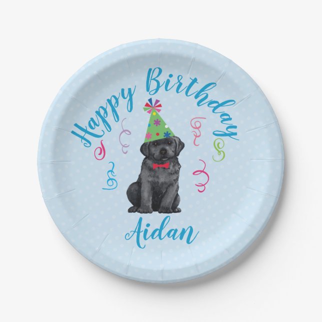 Birthday Party Black Lab Paper Plate (Front)