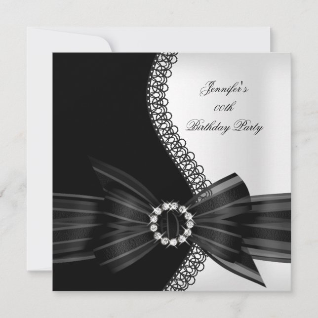 Birthday Party Black White Diamond Image Invitation (Front)