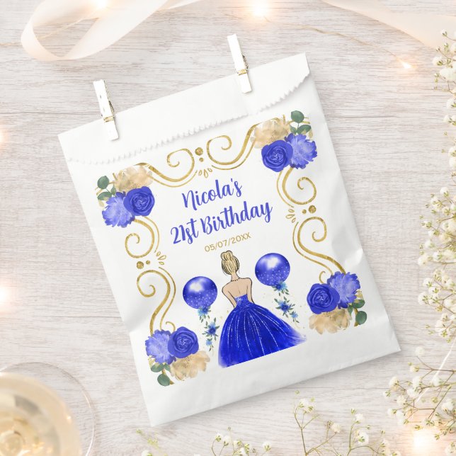 Birthday Party Blonde Princess in Blue Favour Bag (Clipped)