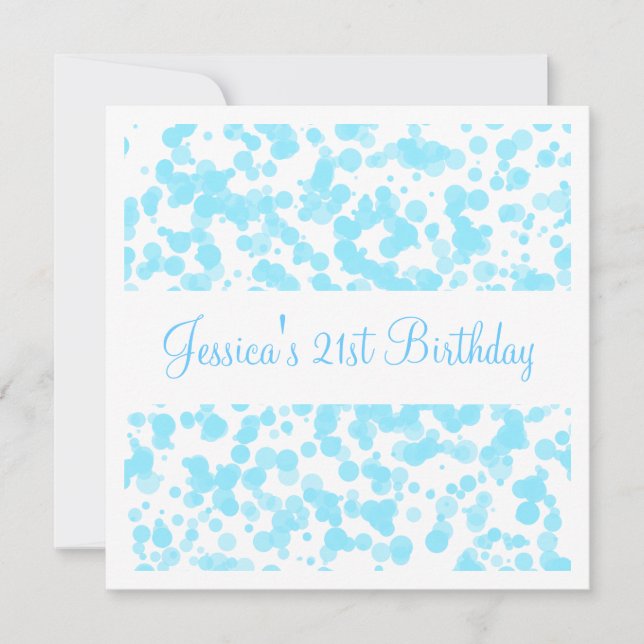 Birthday Party Blue Bubbles & White Invitation (Front)