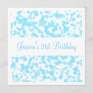 Birthday Party Blue Bubbles & White Invitation