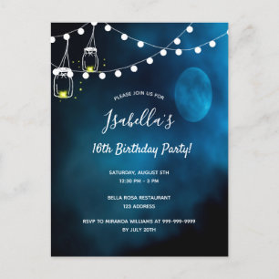  Birthday party blue moon Invitation Postcard
