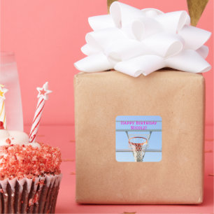 Birthday Party Blue Sky Hoop Basketball Sports  Square Sticker