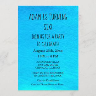 Birthday Party Blue Water Personalized Name Cool Invitation