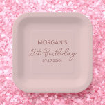 Birthday Party Blush Pink Cute Name Paper Plate<br><div class="desc">Make your birthday celebration extra special with our Birthday Party Blush Pink Cute Name Paper Plates. Featuring a soft blush pink background and a customizable name in an adorable font, these plates add a personal touch to any party. Crafted from durable, high-quality paper, they are perfect for serving all your...</div>