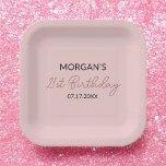 Birthday Party Blush Pink Cute Name Paper Plate<br><div class="desc">Make your birthday celebration extra special with our Birthday Party Blush Pink Cute Name Paper Plates. Featuring a soft blush pink background and a customizable name in an adorable font, these plates add a personal touch to any party. Crafted from durable, high-quality paper, they are perfect for serving all your...</div>