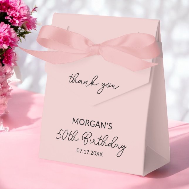Birthday Party Blush Pink Thank You Name Favor Box (Creator Uploaded)
