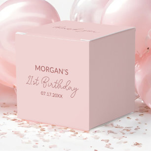 Birthday Party Blush Pink Thank You Name Favor Box