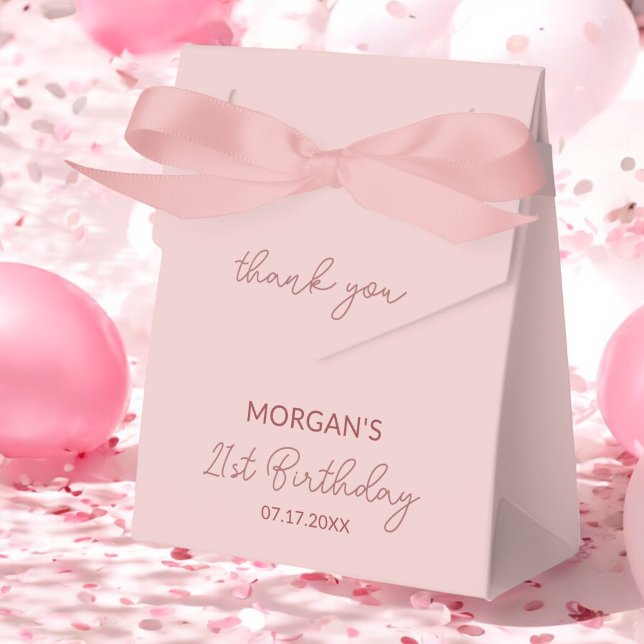 Birthday Party Blush Pink Thank You Name Favor Box (Creator Uploaded)