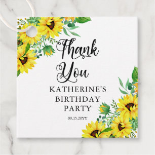 Birthday Party Boho Sunflowers Thank You Favour Tags