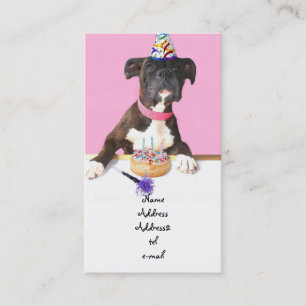 Birthday party Boxer dog business card