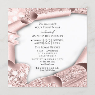 Birthday Party Bridal Shower 3D White Rose Invitation