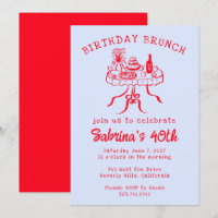 Birthday Party Buffet Table Hand Drawn Custom