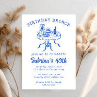 Birthday Party Buffet Table Hand Drawn Custom