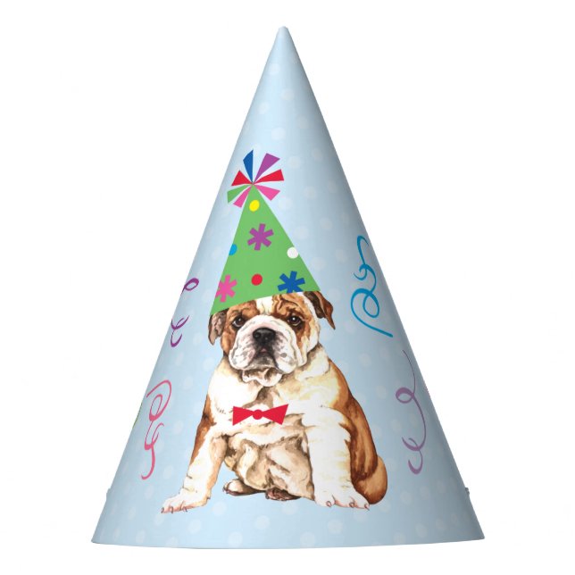 Birthday Party Bulldog Party Hat (Front)