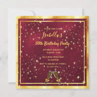 Birthday party burgundy gold bubbles