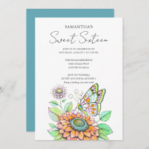 Birthday Party Butterfly Theme Invitation