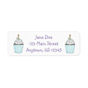 Birthday Party Cake Cupcake w/ Sprinkles Labels