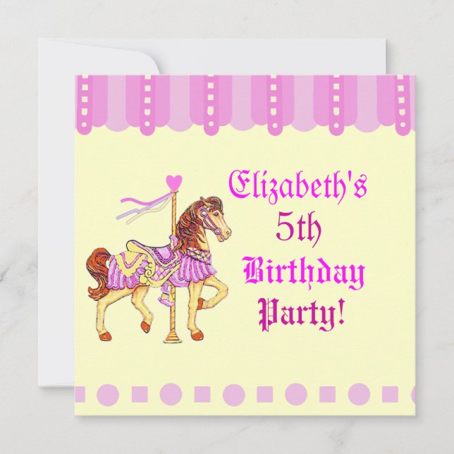 Birthday Party Carousel Horse Invitation (Front)