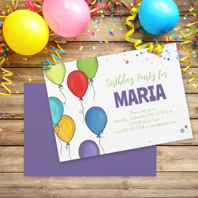 Birthday Party Celebration Balloons Fun Confetti Invitation (Creator Uploaded)