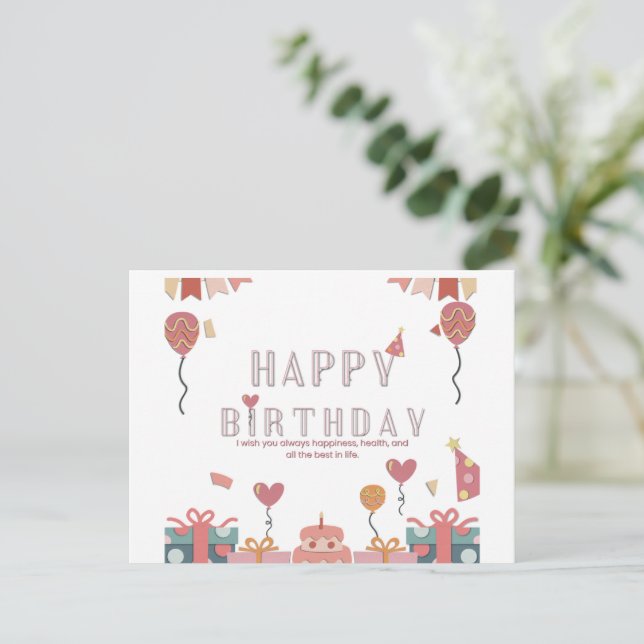 Birthday Party Celebration  Design Postcard (Standing Front)