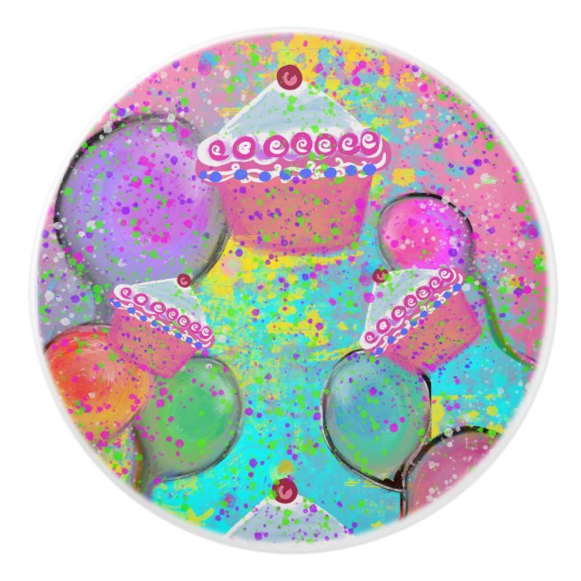 BIRTHDAY PARTY  CERAMIC KNOB (Front)