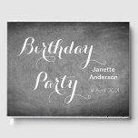 Birthday Party Chalkboard Typography Black White Guest Book<br><div class="desc">Birthday Party Chalkboard Typography Black and White Elegant Handwriting Party Guestbook</div>