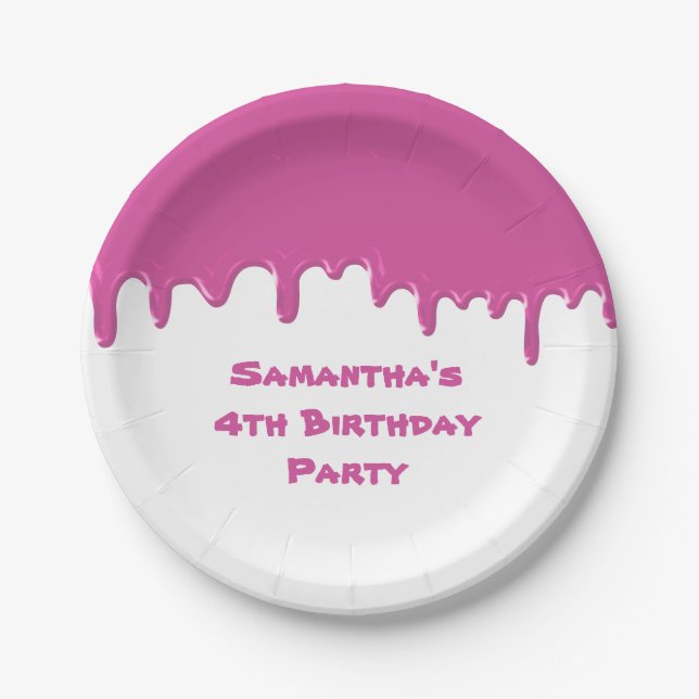 Birthday Party Child Green Fun Slime Drips Paper P Paper Plate (Front)