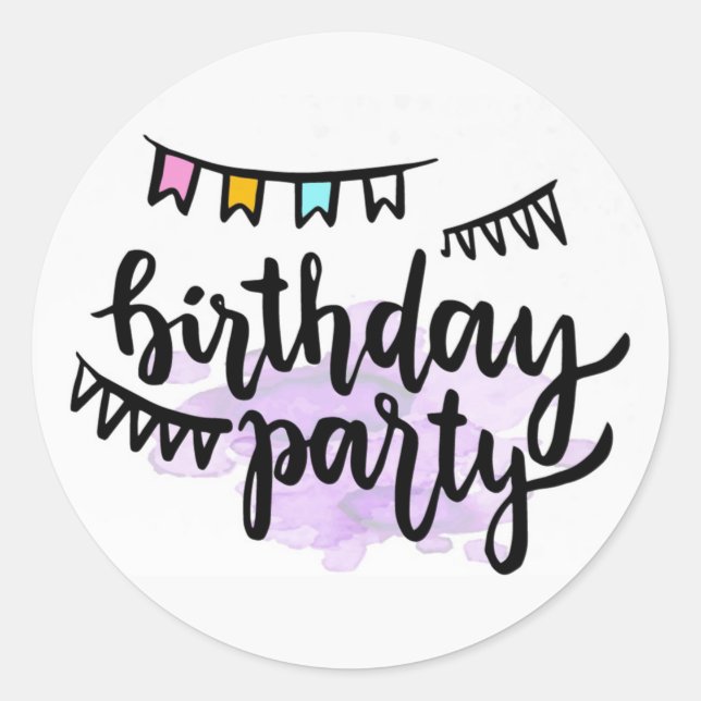 Birthday Party Classic Round Sticker (Front)