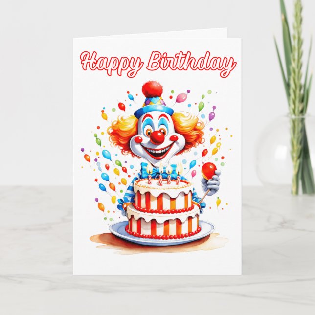 Birthday Party Clown For Kids Card (Front)