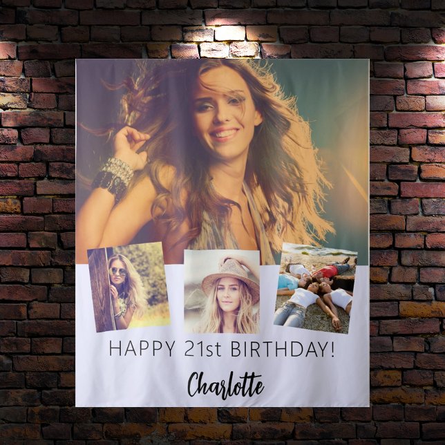 Birthday party custom photo collage lavender tapestry (Creator Uploaded)