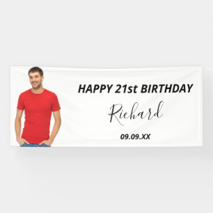 Birthday party custom photo guy modern fun banner
