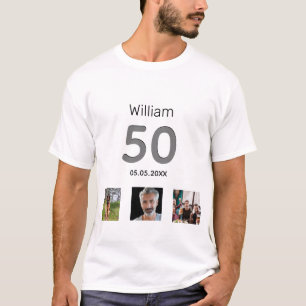 Birthday party custom photo monogram guy T-Shirt