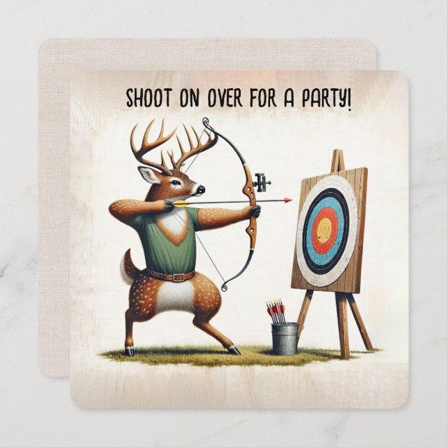 Birthday Party Deer Archery Invitation (Front/Back)