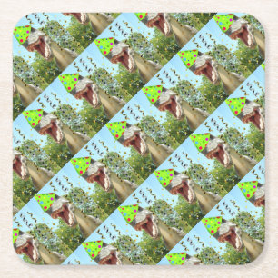 Birthday Party Dinosaur Square Paper Coaster
