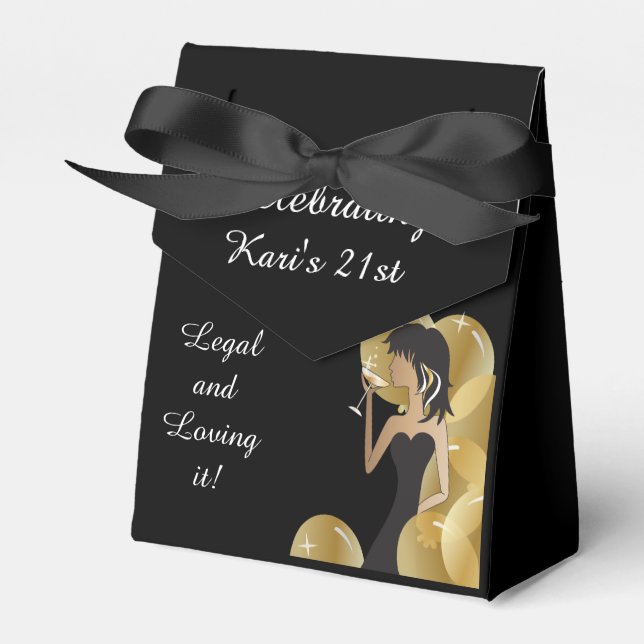 Birthday Party Diva Princess Girl Favor Box (Front Side)