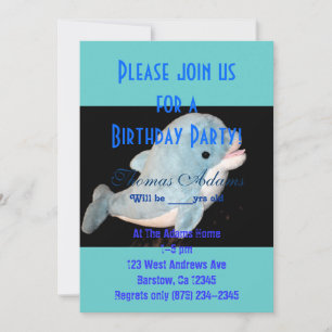 Birthday Party Dolphin Water Sea Ocean Fish Animal Invitation