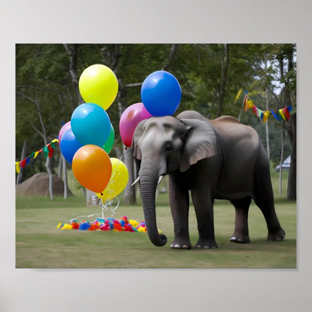 Birthday Party Elephant Photography Background  Poster (Front)