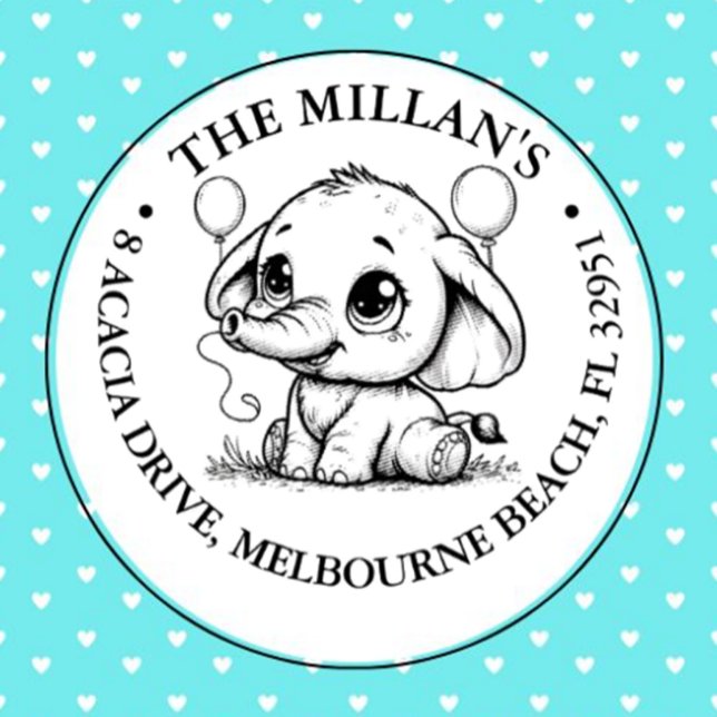 Birthday Party Elephant  theme Self-inking Stamp (Make every moment special with our adorable baby elephant self-inking stamp)