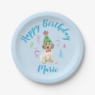 Birthday Party English Setter Paper Plate