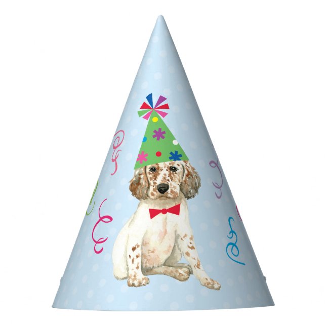 Birthday Party English Setter Party Hat (Front)