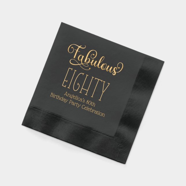Birthday Party - Fabulous Eighty #7 Foil Napkins (Left)