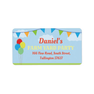 Birthday Party Farm Yard Address Labels Flags
