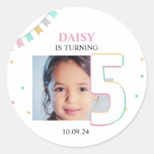 Birthday Party Favour Sticker | Custom Year Number