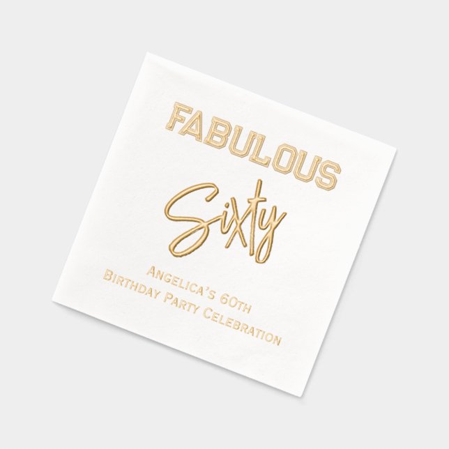 * Birthday Party Fill in Your Age Fabulous 60 #^ Foil Napkins (Left)