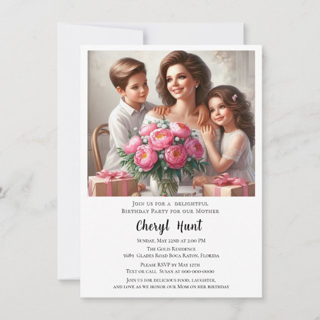 Birthday Party for Mother Family  Invitation (Front)