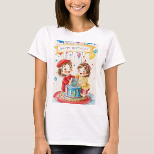 Birthday Party For Twins T-Shirt (Female)